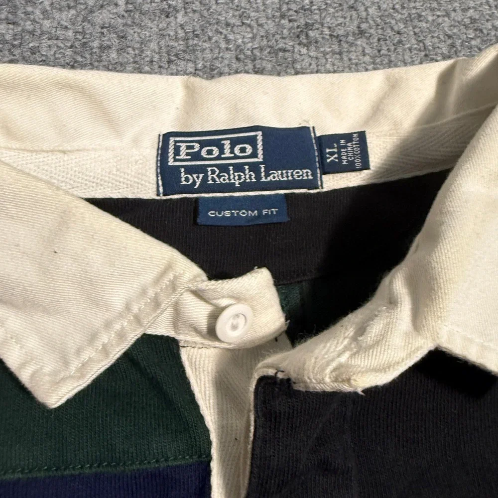 Polo Ralph Lauren Patchwork Rugby Shirt Mens XL Multi Color Long Sleeve